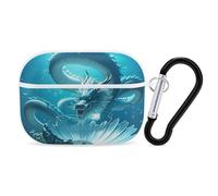 The Dragon King Coque rigide anti-rayures en polycarbonate avec porte-clés, accessoires pour AirPod Pro 2e/1ère coque pour homme et femme, style blanc