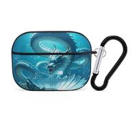 The Dragon King Coque rigide anti-rayures en polycarbonate avec porte-clés, accessoires pour AirPod Pro 2e/1ère coque pour homme et femme, style noir