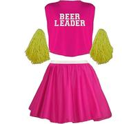 The Dragons Den Déguisement amusant de pom-pom girl pour homme - Pour enterrement de vie de garçon - Rose - Taille L-XL