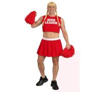 The Dragons Den Déguisement amusant de pom-pom girl pour homme - Rouge - Taille S à M
