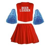 The Dragons Den Déguisement de pom-pom girl amusant pour homme - Rouge flamme - Taille S à M