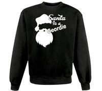 The Dragons Den Pull de Noël unisexe avec inscription « Santa is a Geordie Newcastle Tyneside » pour adultes Noir, Noir , L