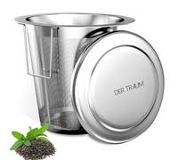 The dream passoire à thé pour thé en vrac en acier inoxydable 304, 1 pièce, passoire à thé pour tasse, filtre à thé en acier inoxydable avec couvercle et poignées pliables, maille fine et passe au la