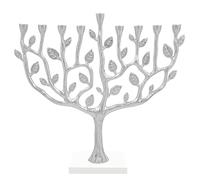 The Dreidel Company Hanoukka Menorah Arbre de Vie avec Base en Pierre Argenté