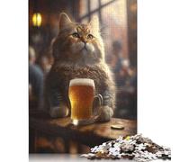 The Drinking Cat Puzzles 1000 Pieces Cadeau Unique Jeu Éducatif Défi Jouet À De Qualité Supérieure Peinture Art pour Adultes Et Enfants 1000pcs (75x50cm)