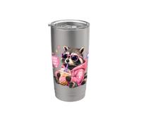 Thé drôle de raton laveur Boba Tea Good Vibes Only Cute Trash Panda Kids Gobelet isotherme en acier inoxydable double paroi