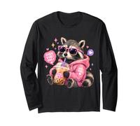Thé drôle de Raton Laveur Boba Tea Good Vibes Only Cute Trash Panda Kids Manche Longue
