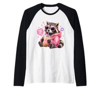 Thé drôle de Raton Laveur Boba Tea Good Vibes Only Cute Trash Panda Kids Manche Raglan