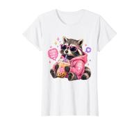 Thé drôle de Raton Laveur Boba Tea Good Vibes Only Cute Trash Panda Kids T-Shirt Graphique avec Valeur