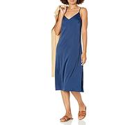 The Drop Ana Robe midi soyeuse à col V À enfiler pour Femme, Bleu Marine, XL
