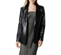 The Drop Blazer Long Anouk en Similicuir pour Femme, Croco Noir, Taille S