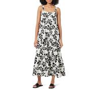 The Drop Britt Robe Longue Évasée À Volants pour Femme, Imprimé Floral Noir/Blanc, M