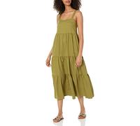 The Drop Britt Robe longue évasée à volants pour Femme, Large, Huile d'olive
