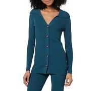 The Drop Cardigan pour Femme, Constance Boutonné, Côtelé, Bleu Légion, Taille XXS