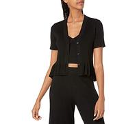 The Drop Catalina Cardigan pour Femme, Style Péplum, à Volants, Côtelé, Noir, Taille XS