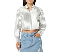 The Drop Chemise pour femme, Isadora, coupe courte, en popeline, rayures noir/blanc Whisper, L
