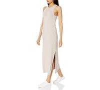 The Drop Gabriela Robe longue à col ras-du-cou, coupe en A, fente latérale pour Femme, Argenté, XXL