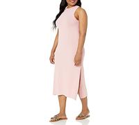 The Drop Gabriela Robe longue à col ras-du-cou, coupe en A, fente latérale pour Femme, Rose glacé, XS