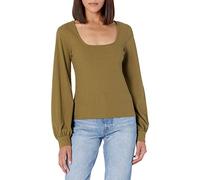 The Drop Haut pour Femme, Col Carré, Manches Ballon, Kaki Olive, par @lucyswhims, Taille M