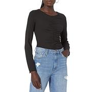 The Drop Hazel Haut à manches longues froncé sur le devant pour Femme, Noir, L