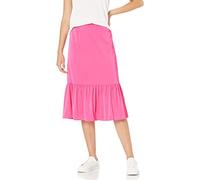 The Drop Jerry Jupe Midi à Enfiler pour Femme, Extensible et Soyeuse, Ourlet Large, Taille Élastiquée dans le Dos, Rose Fuchsia, Taille XL
