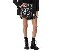 The Drop Jupe-Culotte pour Femme, en Toile Parachute Imprimée, avec Détails en Maille, Imprimé Noir/Blanc Whisper, S