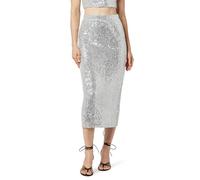 The Drop Jupe Midi pour Femme, à Sequins, Bianca, Argenté, Taille XS