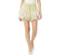 The Drop Jupe-Short pour Femme, à Volants, à Imprimé Abstrait, avec Bordure à Pompons, Imprimé Tie-Dye, XL
