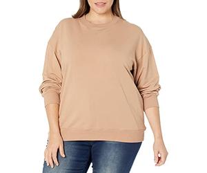 The Drop Margot Sweat-shirt ample à manches longues et col rond avec épaules tombantes pour Femme, Praline, S
