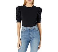 The Drop Mariko T-shirt en jersey, col ras-du-cou, manches bouffantes pour femme, Noir, 2X Grande taille