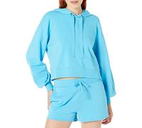 The Drop Mayla Sweat à capuche court, extensible et extra-doux pour Femme, Bleu océan, S