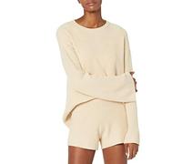 The Drop Pull à rond Alice - Chandail avec fente arrière côtelé pour femme (crème brûlée, taille XL)