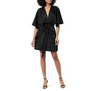 The Drop Robe Courte pour Femme, à Encolure en V Plongeante, avec Liens sur le Devant, Estelle, Noir, M