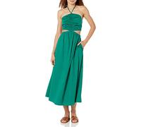 The Drop Robe Longue en Coton pour Femme, Coupe Dos Nu Brinda avec Découpes, Vert Outremer, Taille L