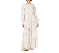 The Drop Robe Longue pour Femme, à Volants, Imprimé Floral Rose, par @withloveleena, Taille L