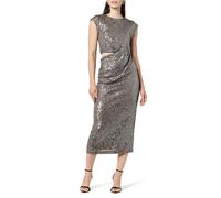 The Drop Robe Midi pour Femme, Padma, à Sequins, avec Découpes, Étain, Taille XS