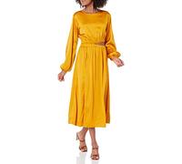 The Drop Robe Midi pour Femme, Soyeuse, à Manches Longues, avec Découpes, Style Pudique, Jacob, Jaune Doré, Taille XL