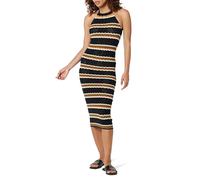 The Drop Robe Midi Sans Manches en Crochet Jayla pour Femme, Rayures Noires Neutres, L