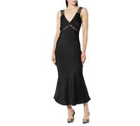The Drop Robe Nuisette pour Femme, Bordée de Dentelle, Valentina, Noir, Taille XS