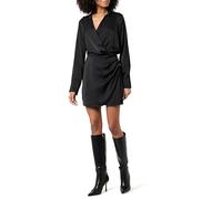 The Drop Robe Portefeuille Courte pour Femme, Soyeuse, Mack, Noir, S