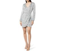 The Drop Robe Portefeuille pour Femme, Helena, à Sequins, Argenté, Taille S