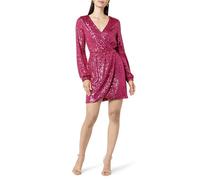 The Drop Robe Portefeuille pour Femme, Helena, à Sequins, Rose Lumineux, Taille XXS
