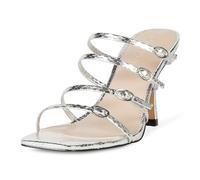 The Drop Sandales à talons avec brides à boucle Naomi pour Femme, Serpent argenté, 39 EU