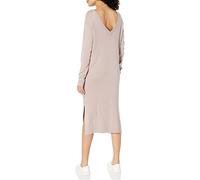 The Drop Suki Robe pull longueur midi côtelée avec encolure en V dans le dos pour Femme, Rose Hushed, M