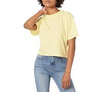 The Drop Sydney T-shirt court à col montant et manches courtes pour Femme, Jaune pastel., S