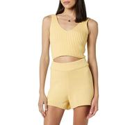 The Drop Sylvie Double V-neck Textured Rib Cropped Sweater Tank pour Femme, Beurre, XXL