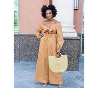 The Drop Women's Combinaison à jambe large avec lien, Marron Brown Sugar, par @kass_stylz, 4XL Grande taille