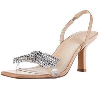 The Drop Women's Sandales slingback à talons et nœud Kate, Brun/Transparent, 40