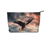 The Eagle Flies Bravely in The Sky Trousse de maquillage en velours côtelé Grand format, Noir , Taille unique