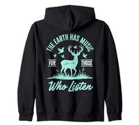 The Earth Has Music Deer Silhouette Nature Citation Vêtements Sweat à Capuche